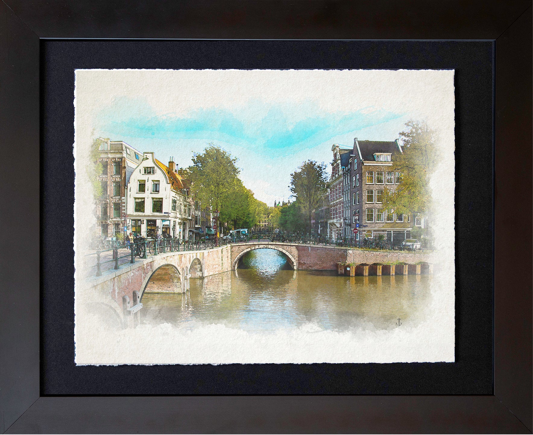 Amsterdam, Netherlands | Canal Bridge and Corner Houses
