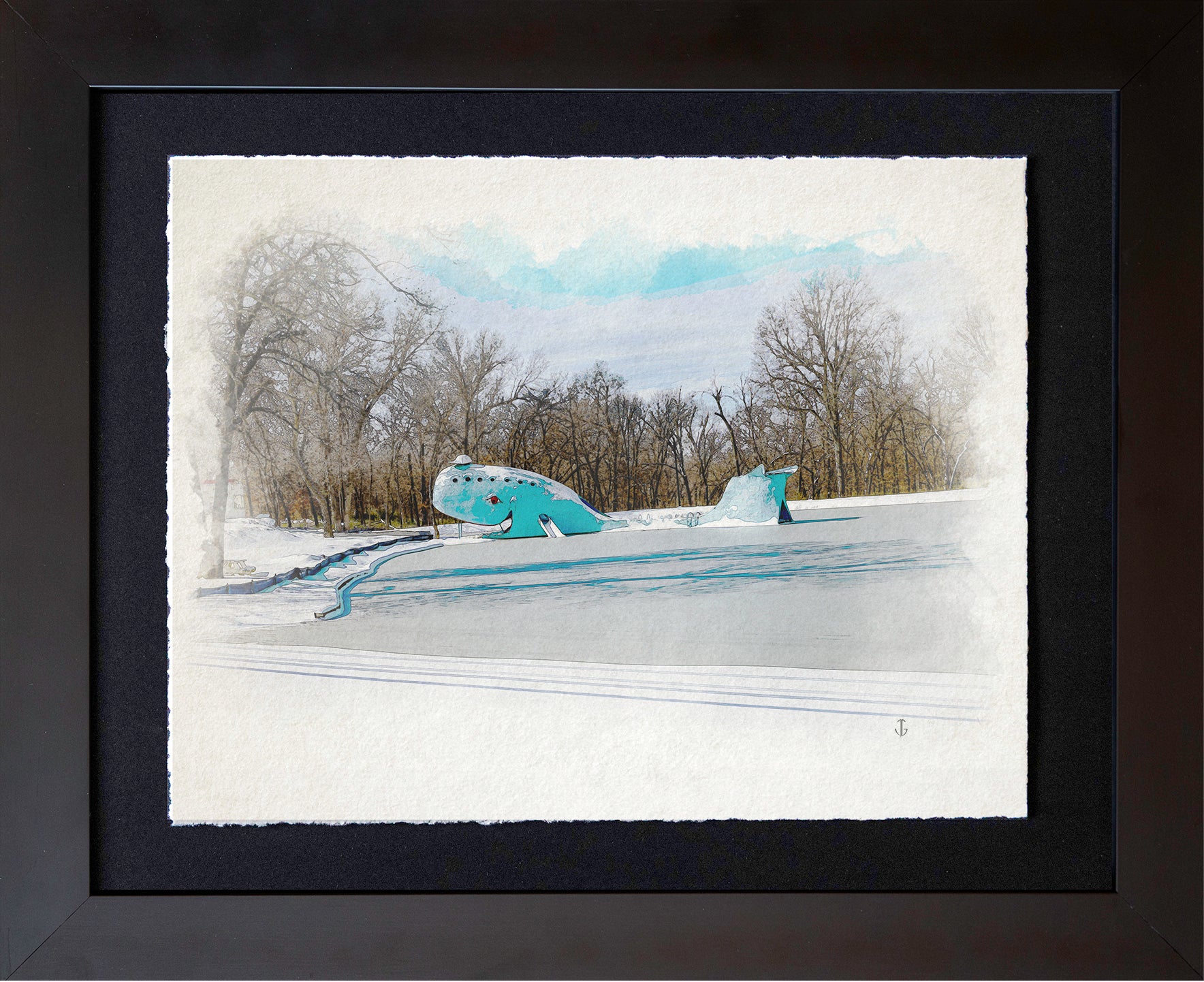 Route 66, OK | Blue Whale in Winter Panorama