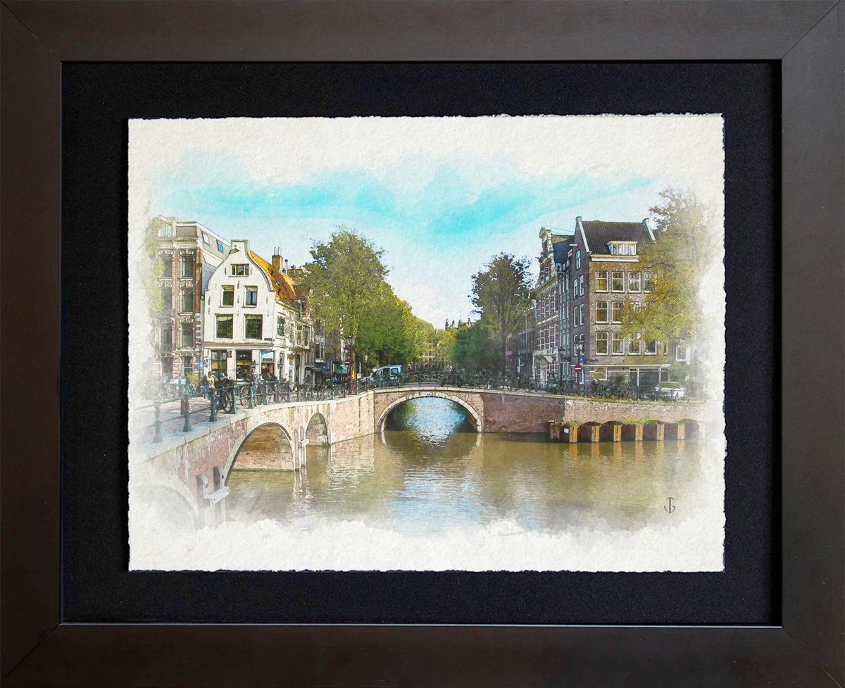 Amsterdam, Netherlands | Canal Bridge and Corner Houses