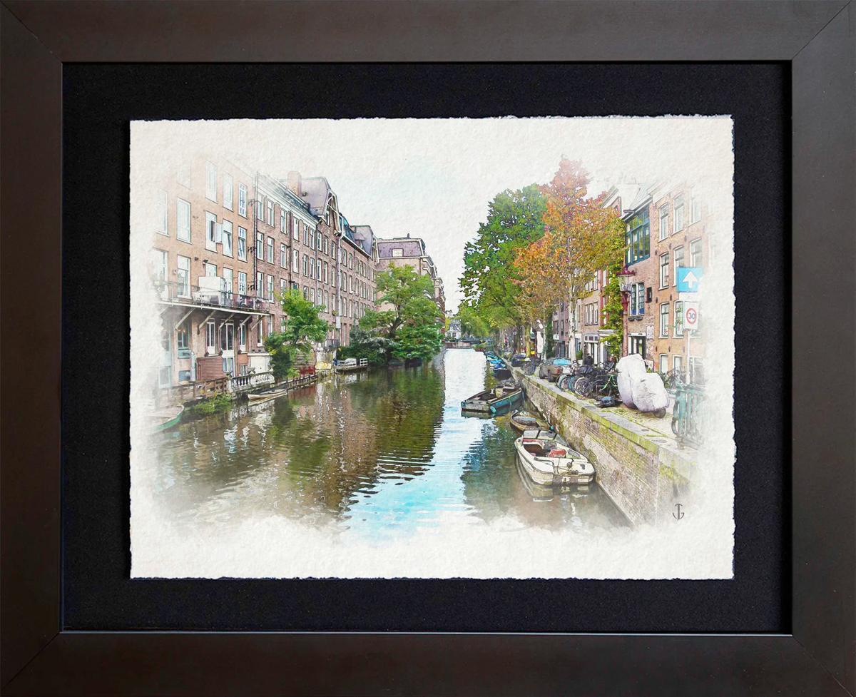 Amsterdam, Netherlands | Narrow Canal with Brick Façades