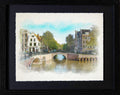 Amsterdam, Netherlands - Canal Bridge and Corner Houses