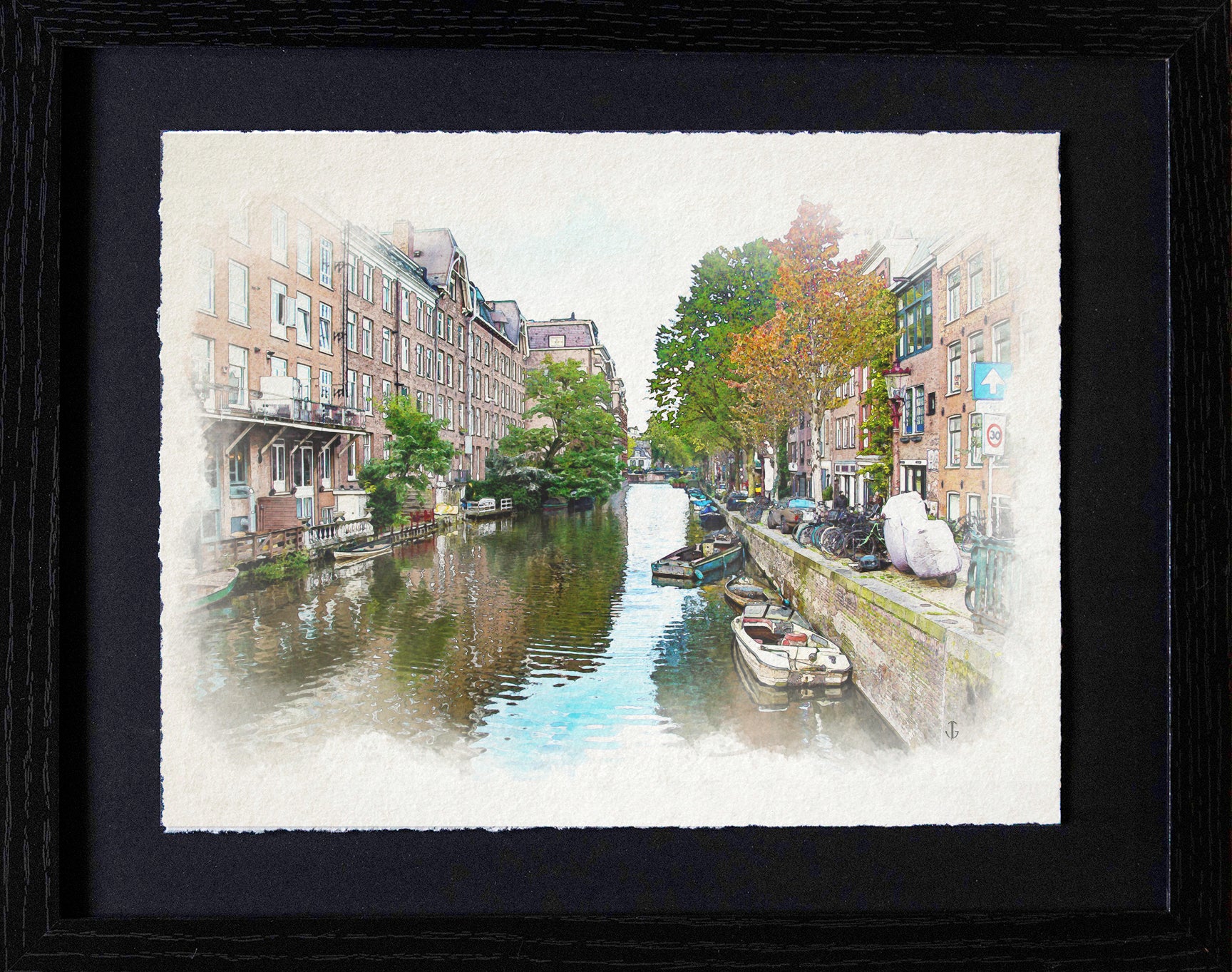 Amsterdam, Netherlands | Narrow Canal with Brick Façades